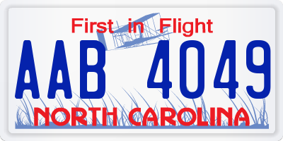 NC license plate AAB4049