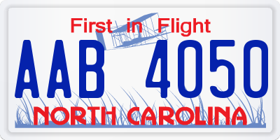 NC license plate AAB4050
