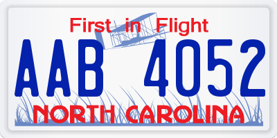 NC license plate AAB4052