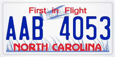 NC license plate AAB4053