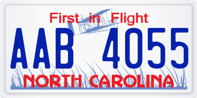 NC license plate AAB4055