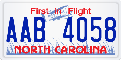 NC license plate AAB4058