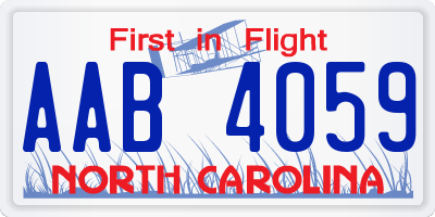 NC license plate AAB4059