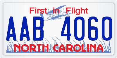 NC license plate AAB4060