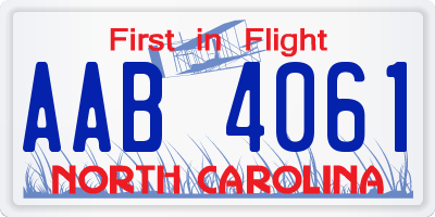 NC license plate AAB4061
