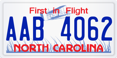 NC license plate AAB4062
