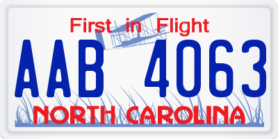 NC license plate AAB4063