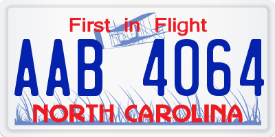 NC license plate AAB4064