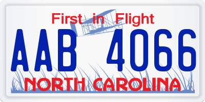 NC license plate AAB4066