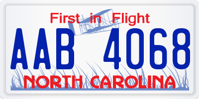 NC license plate AAB4068