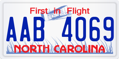 NC license plate AAB4069