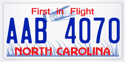NC license plate AAB4070