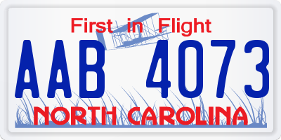 NC license plate AAB4073