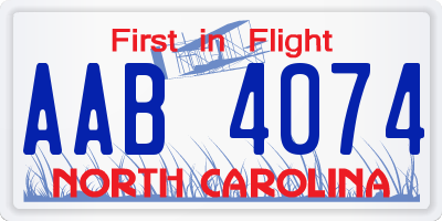 NC license plate AAB4074
