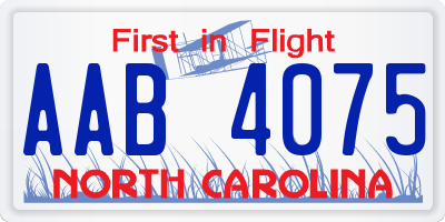 NC license plate AAB4075