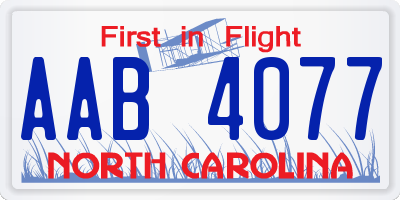 NC license plate AAB4077