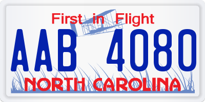 NC license plate AAB4080