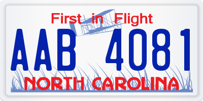 NC license plate AAB4081