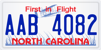 NC license plate AAB4082