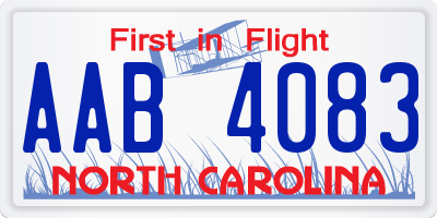 NC license plate AAB4083