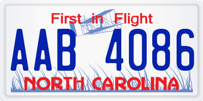 NC license plate AAB4086