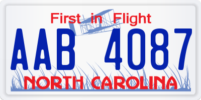 NC license plate AAB4087