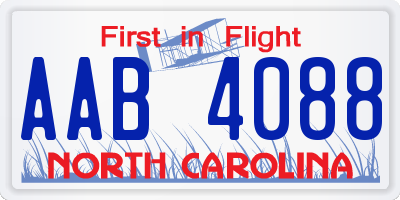 NC license plate AAB4088