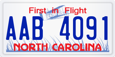 NC license plate AAB4091