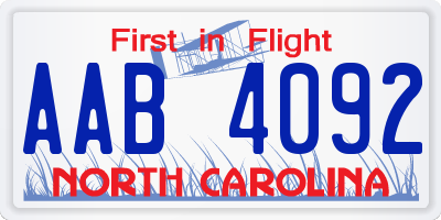 NC license plate AAB4092