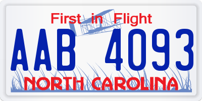 NC license plate AAB4093
