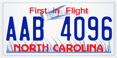 NC license plate AAB4096