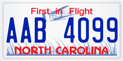 NC license plate AAB4099