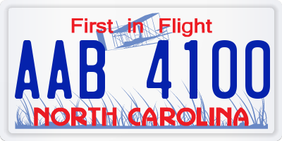 NC license plate AAB4100