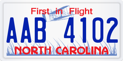 NC license plate AAB4102