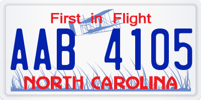 NC license plate AAB4105