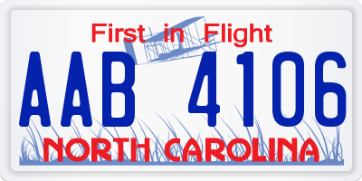 NC license plate AAB4106