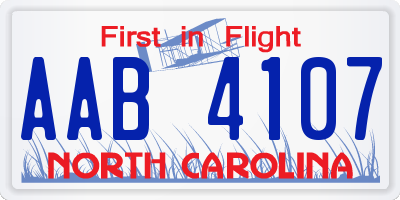 NC license plate AAB4107