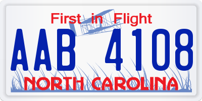 NC license plate AAB4108