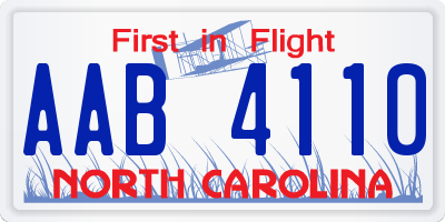 NC license plate AAB4110