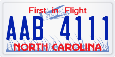 NC license plate AAB4111