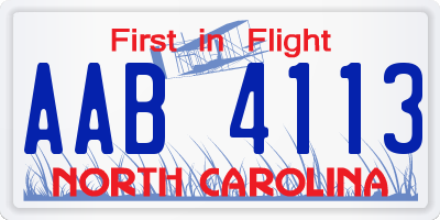 NC license plate AAB4113