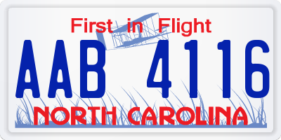 NC license plate AAB4116
