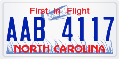 NC license plate AAB4117