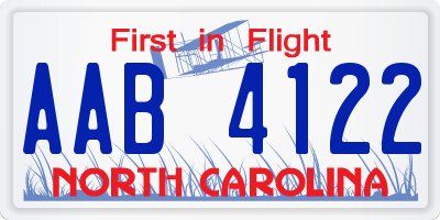 NC license plate AAB4122