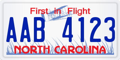 NC license plate AAB4123