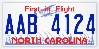 NC license plate AAB4124