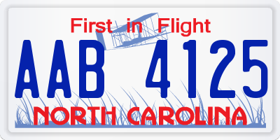 NC license plate AAB4125