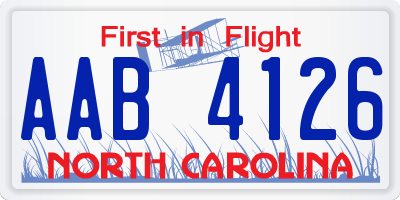 NC license plate AAB4126