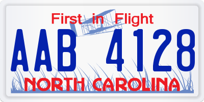 NC license plate AAB4128