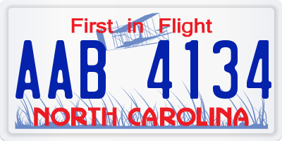 NC license plate AAB4134